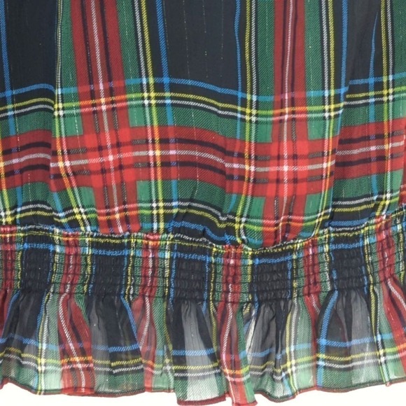 J Crew Women's  Stewart Tartan Plaid Smocked Peplum Top SMALL‎ - Picture 3 of 7